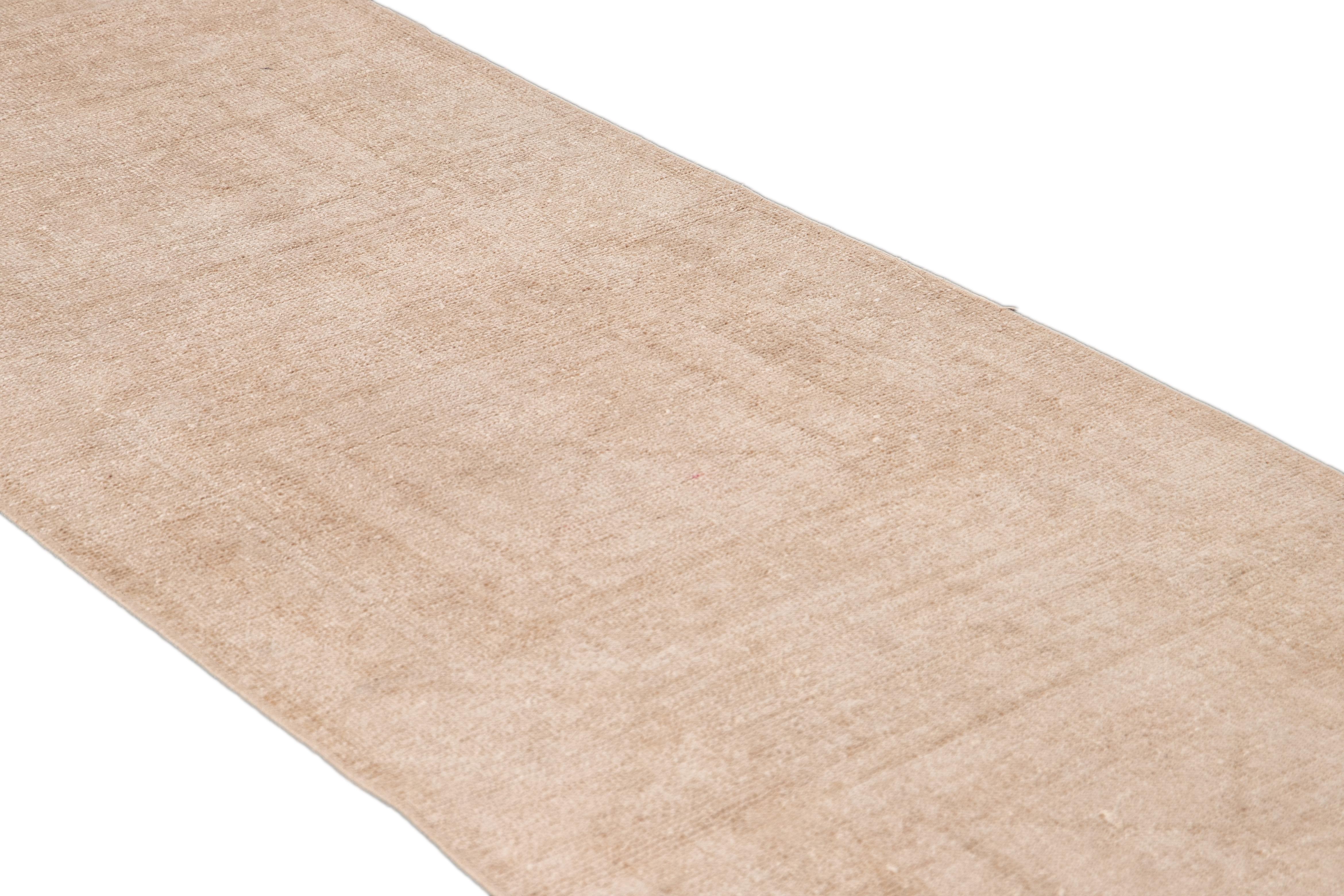 20th Century Vintage Turkish Handmade Nude Tribal Wool Runner For Sale