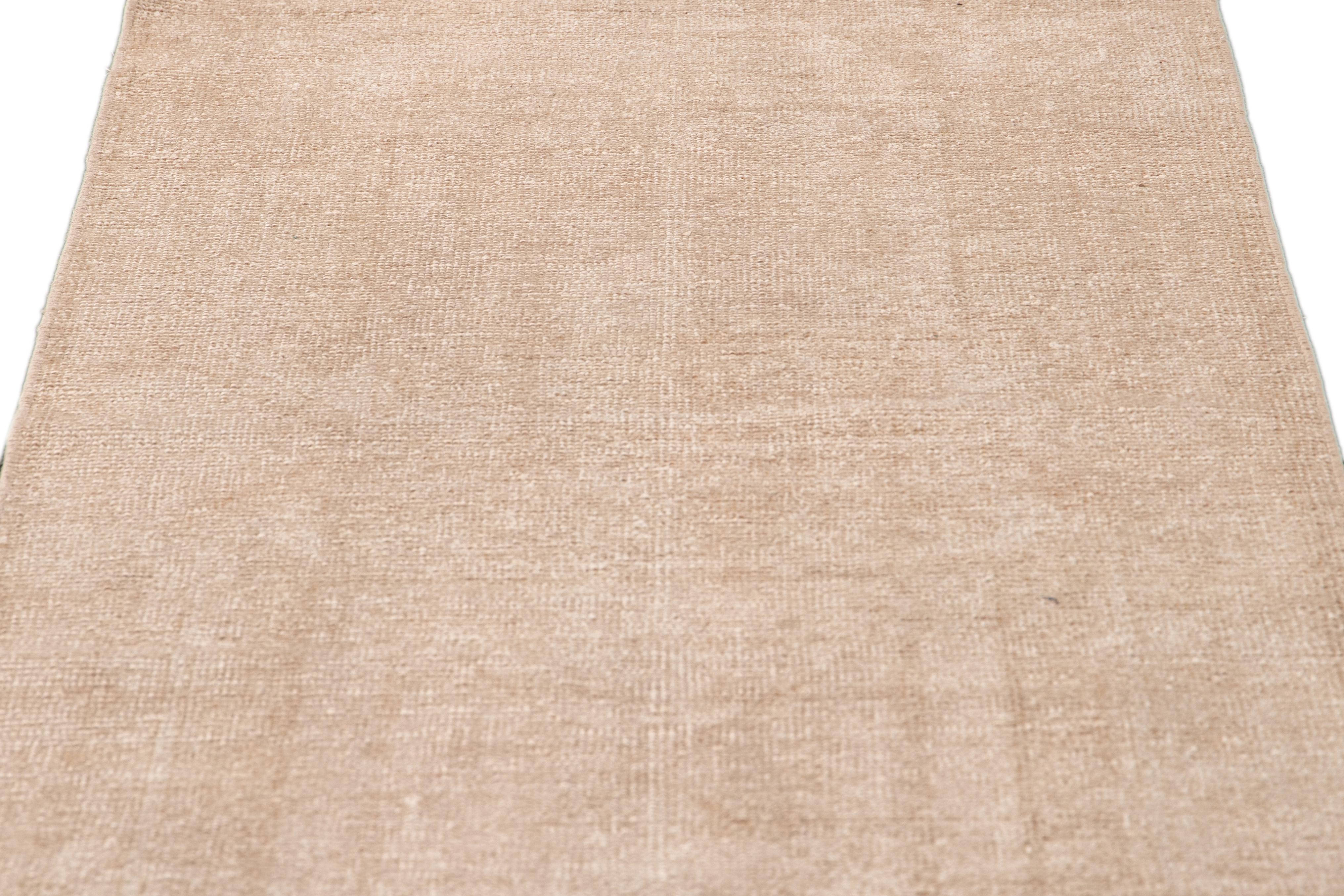Vintage Turkish Handmade Nude Tribal Wool Runner For Sale 1