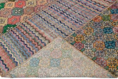 Vintage Turkish Handmade Patchwork Design Wool Rug