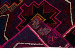 Vintage Turkish Handmade Tribal Blue Wool Runner