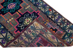 Vintage Turkish Handmade Wool Runner with Multicolor Tribal Motif