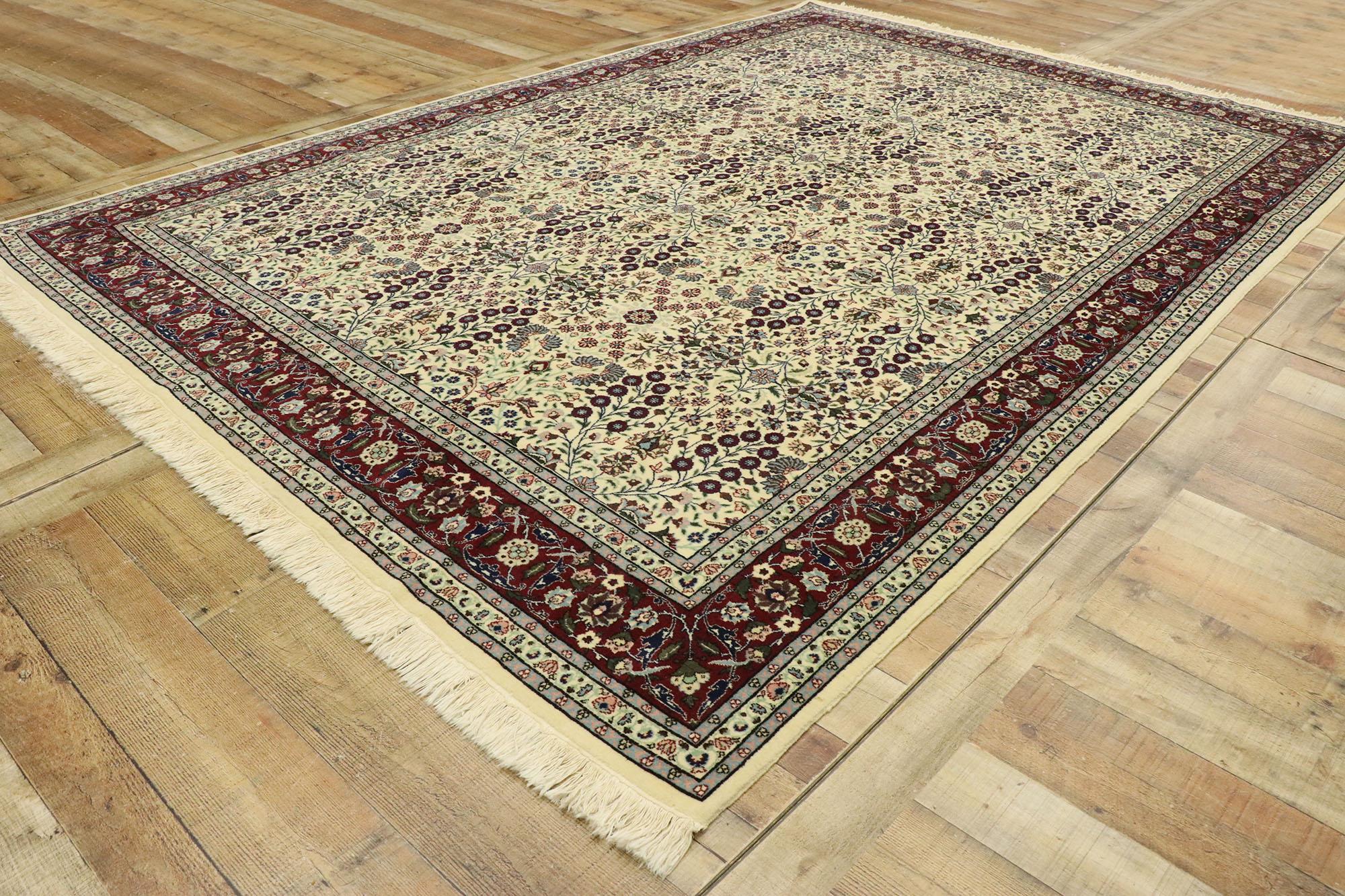 Vintage Turkish Harker Millefleur Rug with Victorian Style In Good Condition For Sale In Dallas, TX