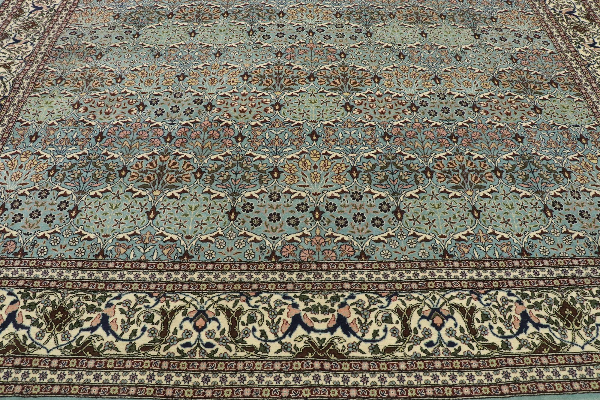 Vintage Turkish Harker Rug with Romantic Georgian Baroque Style In Good Condition For Sale In Dallas, TX