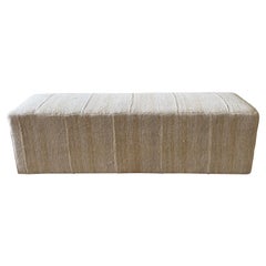 Vintage Turkish Hemp Rug Cocktail Ottoman Bench