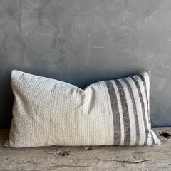 Vintage Turkish Hemp Rug Pillow 16" x 29" with Down Insert