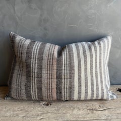 Vintage Turkish Hemp Rug Pillow 18" x 28" with Down Insert