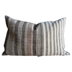 Vintage Turkish Hemp Rug Pillow 18" x 28" with Down Insert