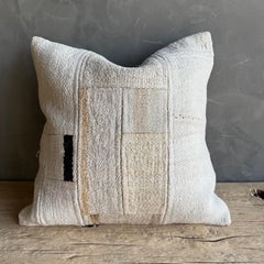 Coussin vintage en chanvre 21" x 21" avec insert de duvet