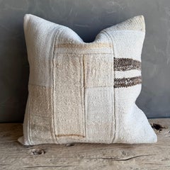 Vintage Turkish Hemp Rug Pillow 21" x 21" with Down Insert