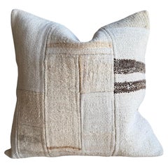 Vintage Turkish Hemp Rug Pillow 21" x 21" with Down Insert