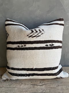 Vintage Turkish Hemp Rug Pillow with Down Insert 24" x 24"