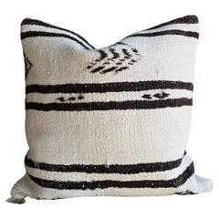 Vintage Turkish Hemp Rug Pillow with Down Insert 24" x 24"