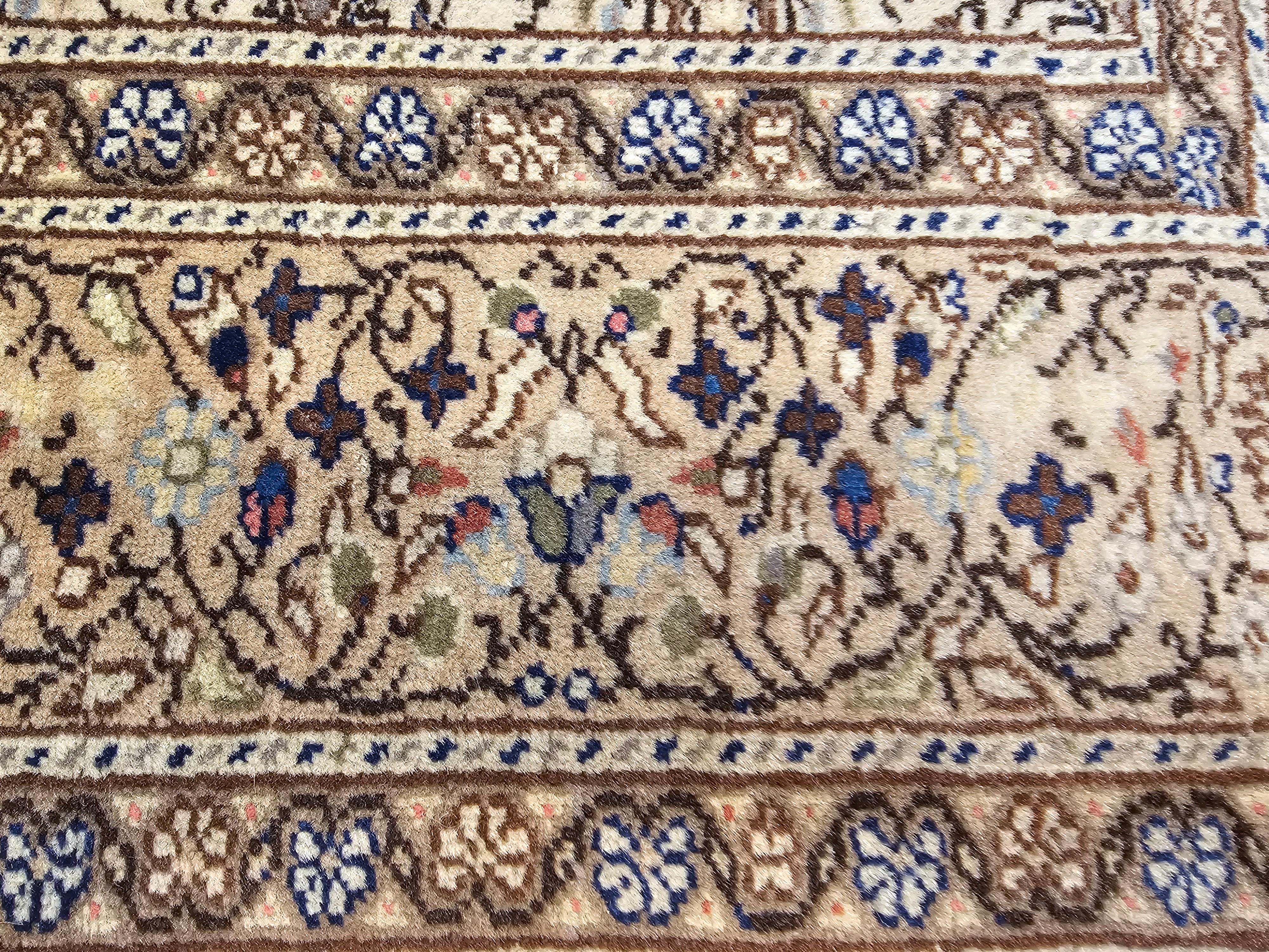 Vintage Turkish Hereke in Allover Pattern in Ivory, Caramel, Pink, Lavender For Sale 3