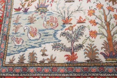 Vintage Turkish Hereke Rug Cotton Kaysari Birds Tapestry Tree of Life Rug