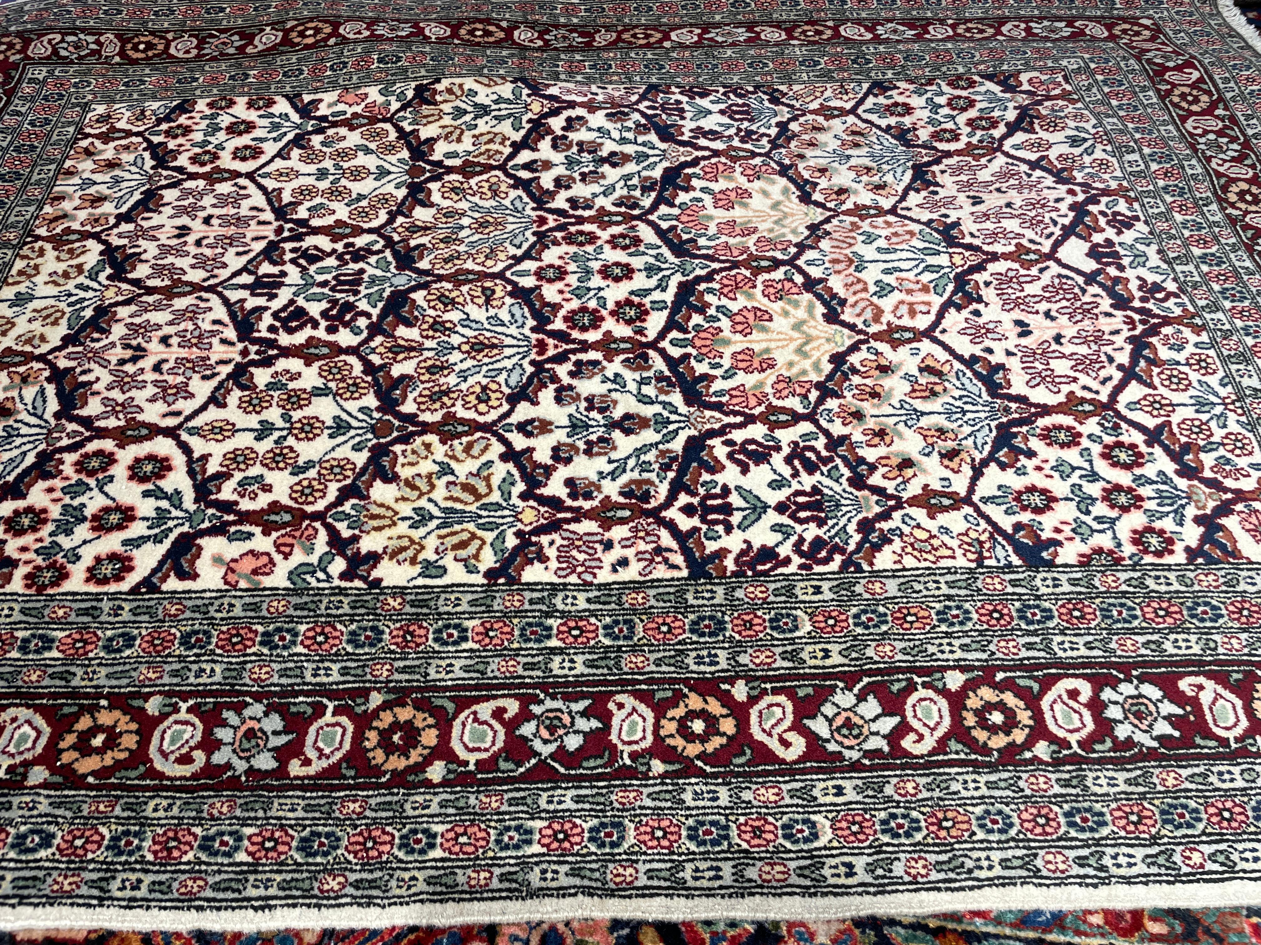 Vintage Turkish Hereke Rug hand-knotted with watermelon design For Sale 11