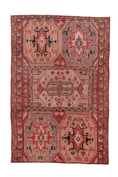 Vintage Turkish Influence Moroccan Rug with Red Background