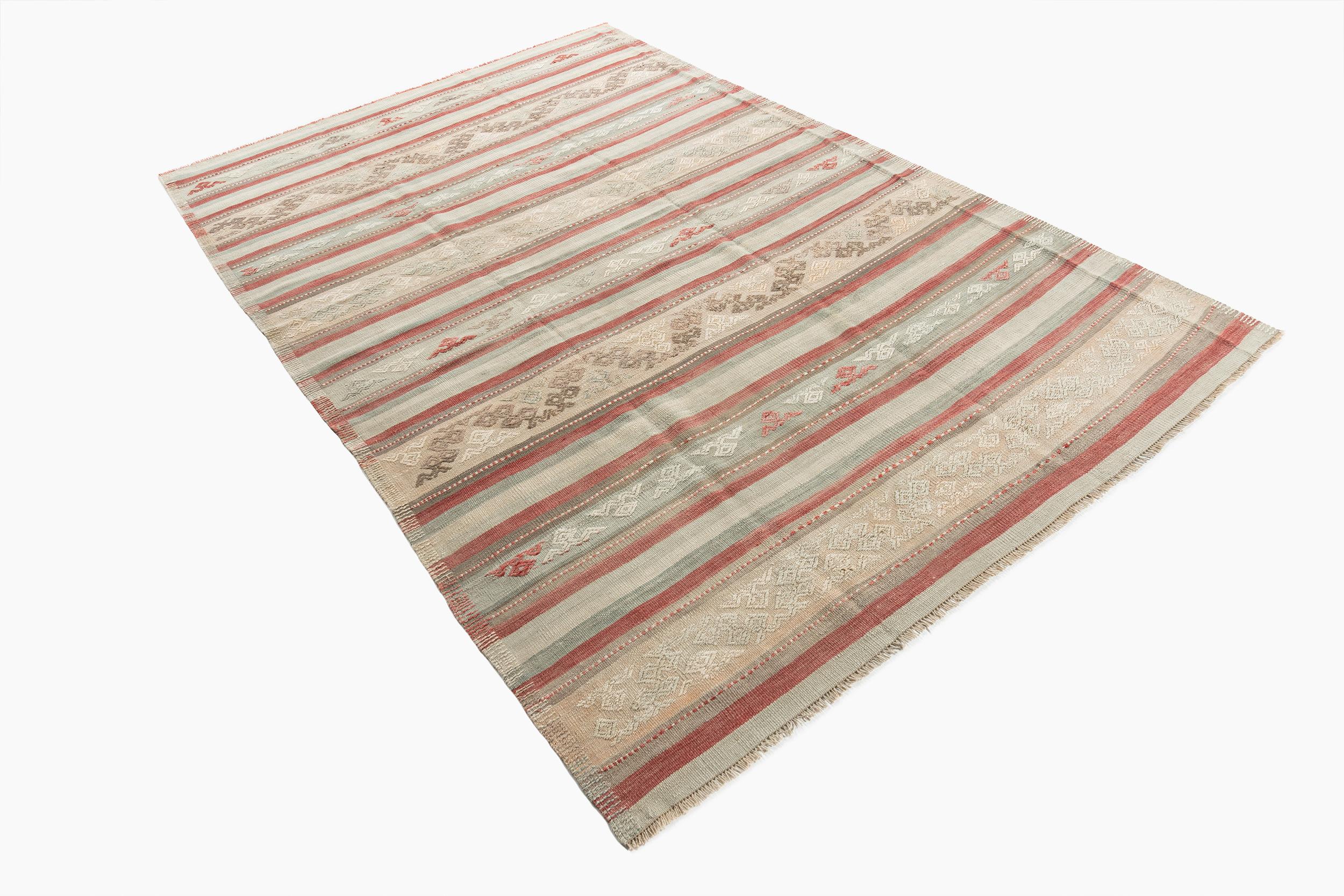 Türkischer Jajim-Teppich im Vintage-Stil 5' x 8'3 (20. Jahrhundert) im Angebot