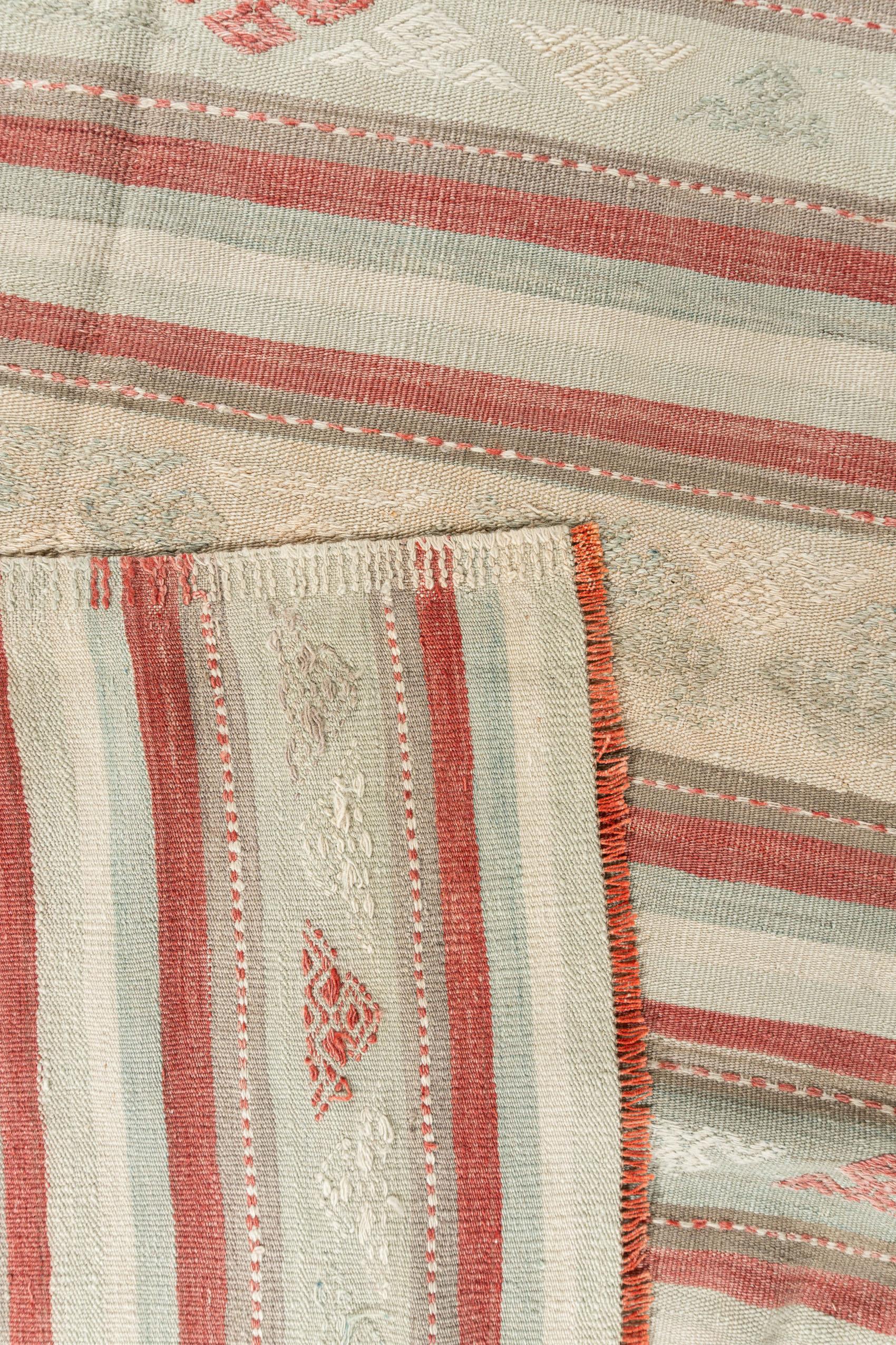 Türkischer Jajim-Teppich im Vintage-Stil 5' x 8'3 im Angebot 3