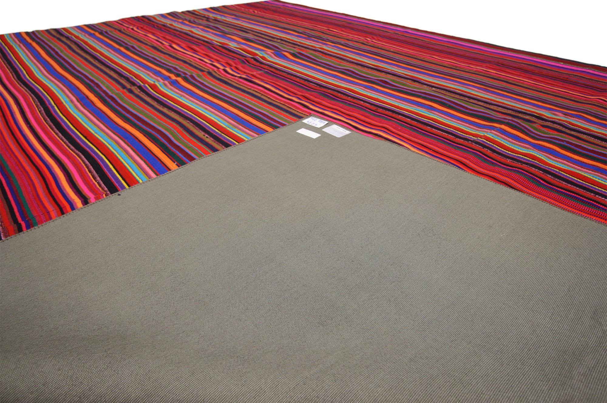 Vintage Turkish Striped Kilim Rug with Modern Cabin Style In Good Condition In Dallas, TX