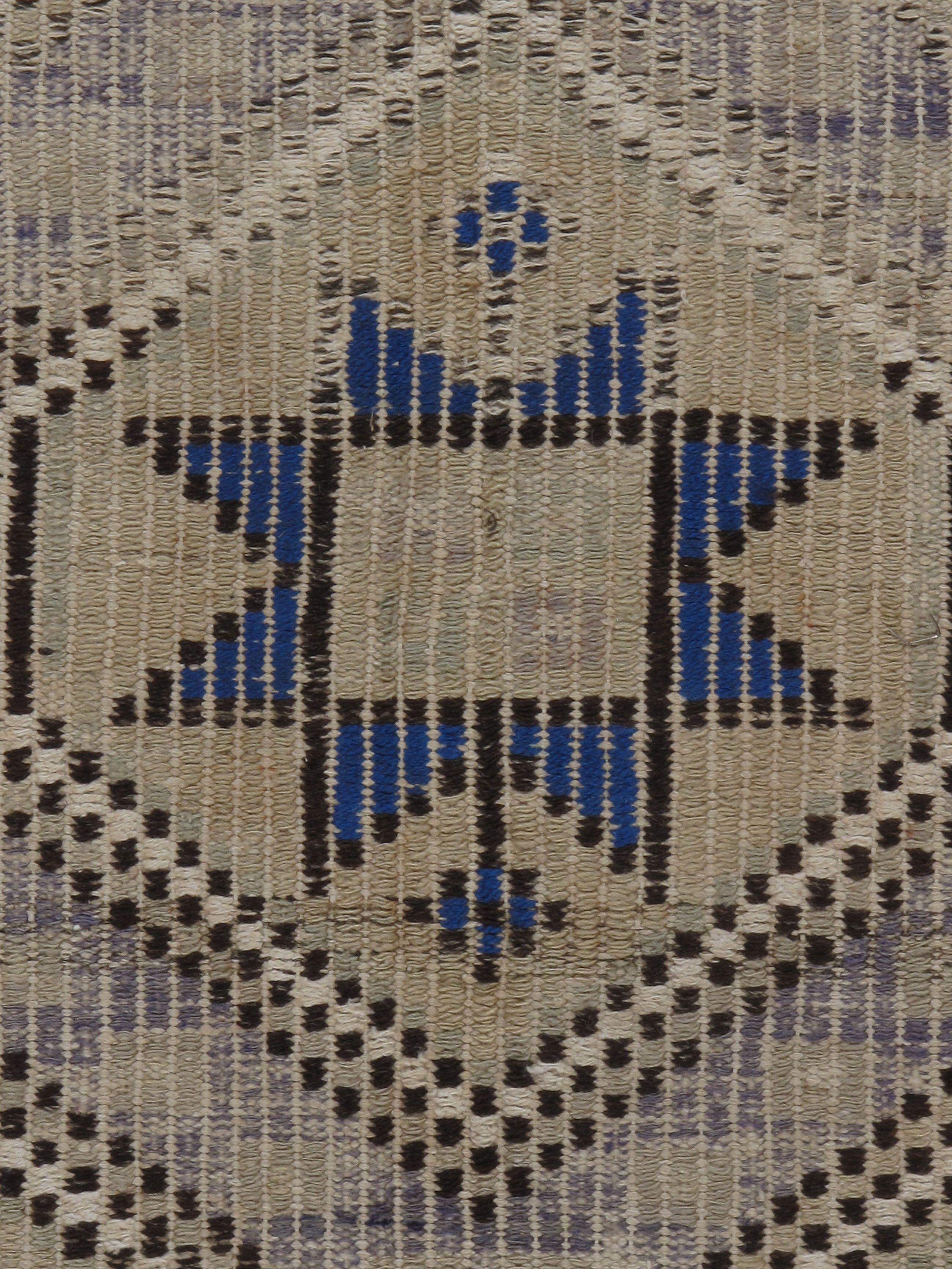 Vintage Circa 1940 Ivory/Taupe Turkish Jajim Flat-Weave Rug 6'4 x 10'5 For Sale 2