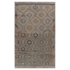 Alfombra Turca Jajim Vintage Circa 1940 Ivory/Taupe Flat-Wave 6'4 x 10'5