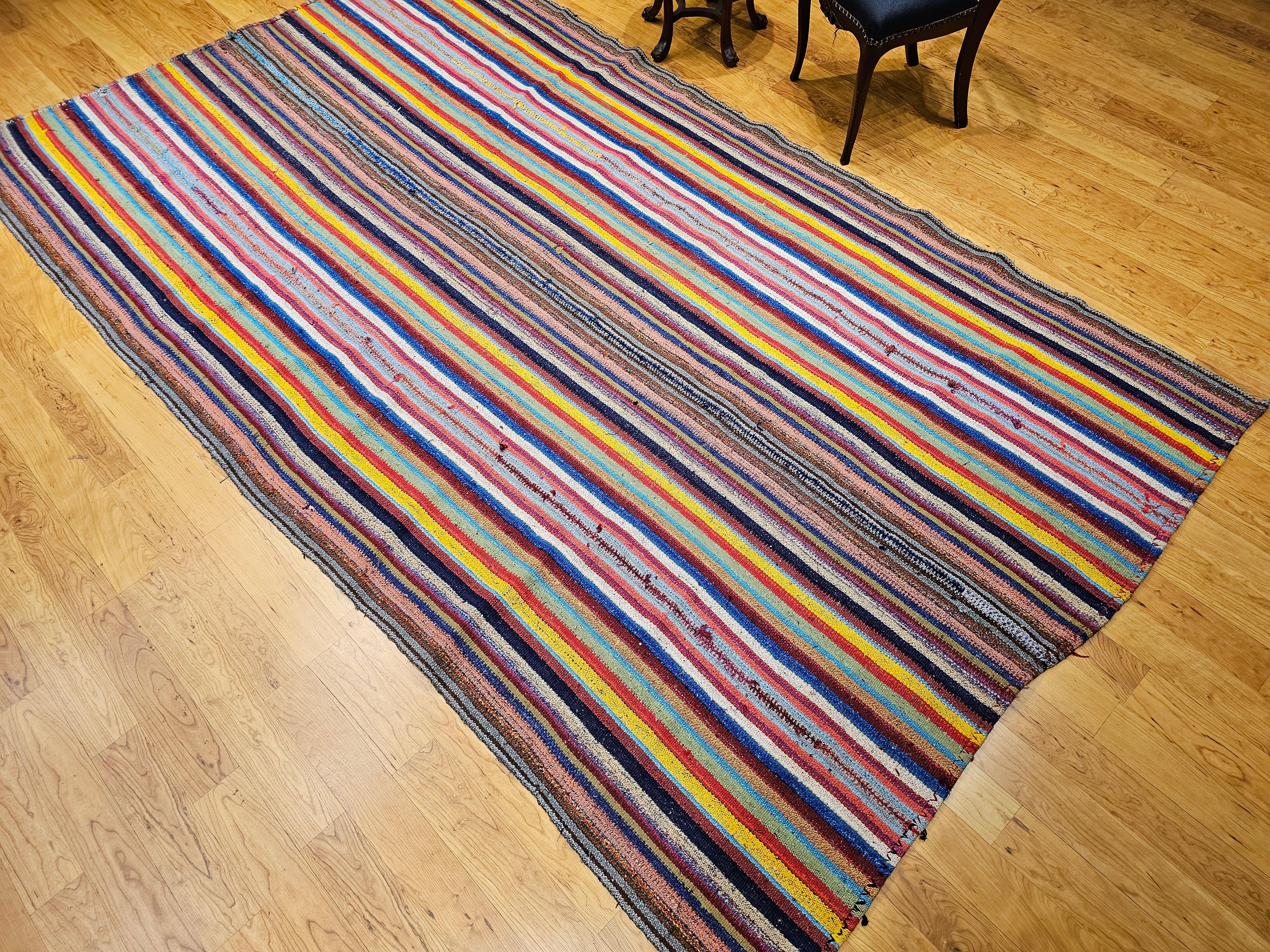 Vintage Turkish Jajim Kilim Room Size Rug For Sale 5