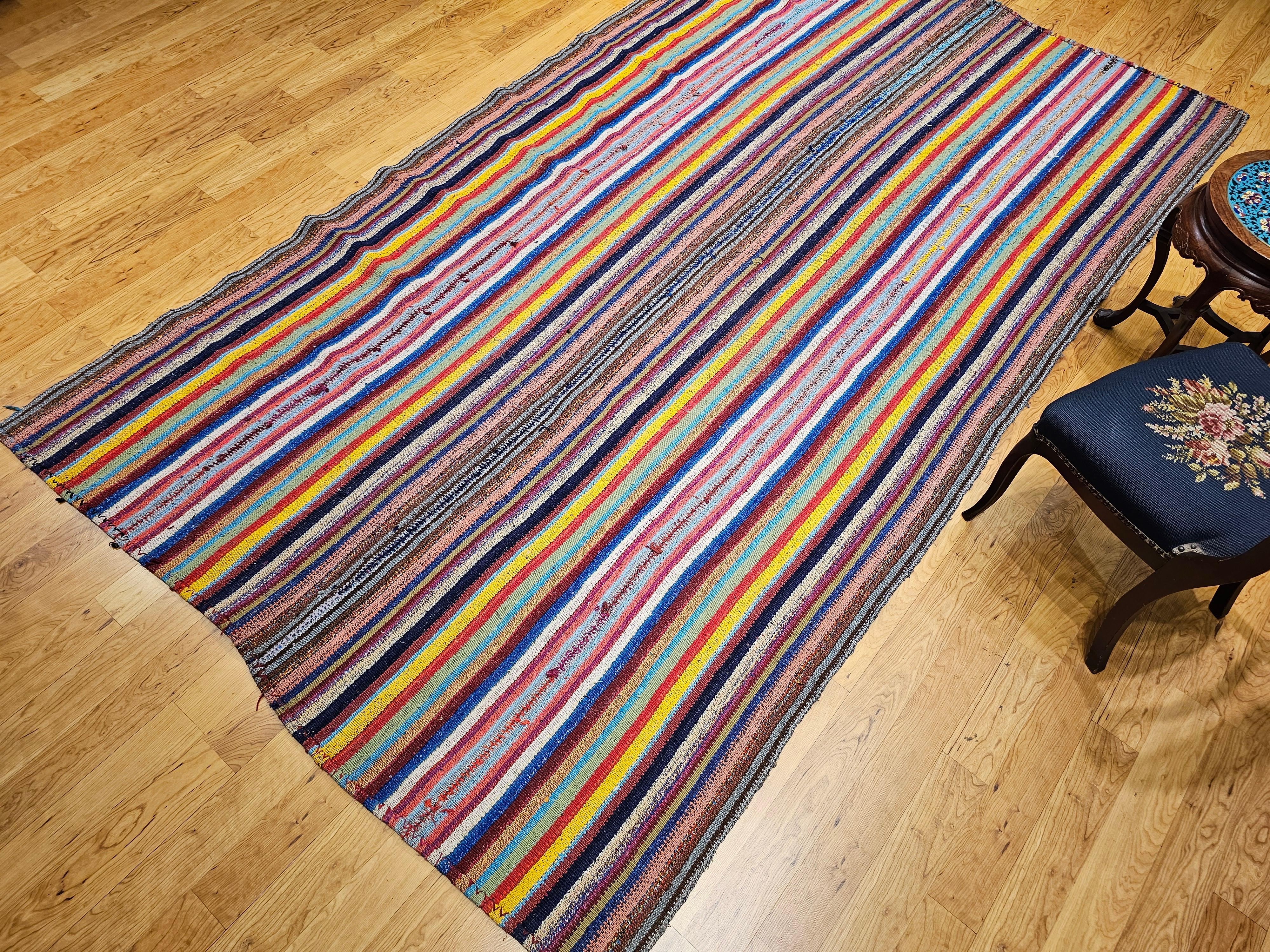 Vintage Turkish Jajim Kilim Room Size Rug For Sale 6