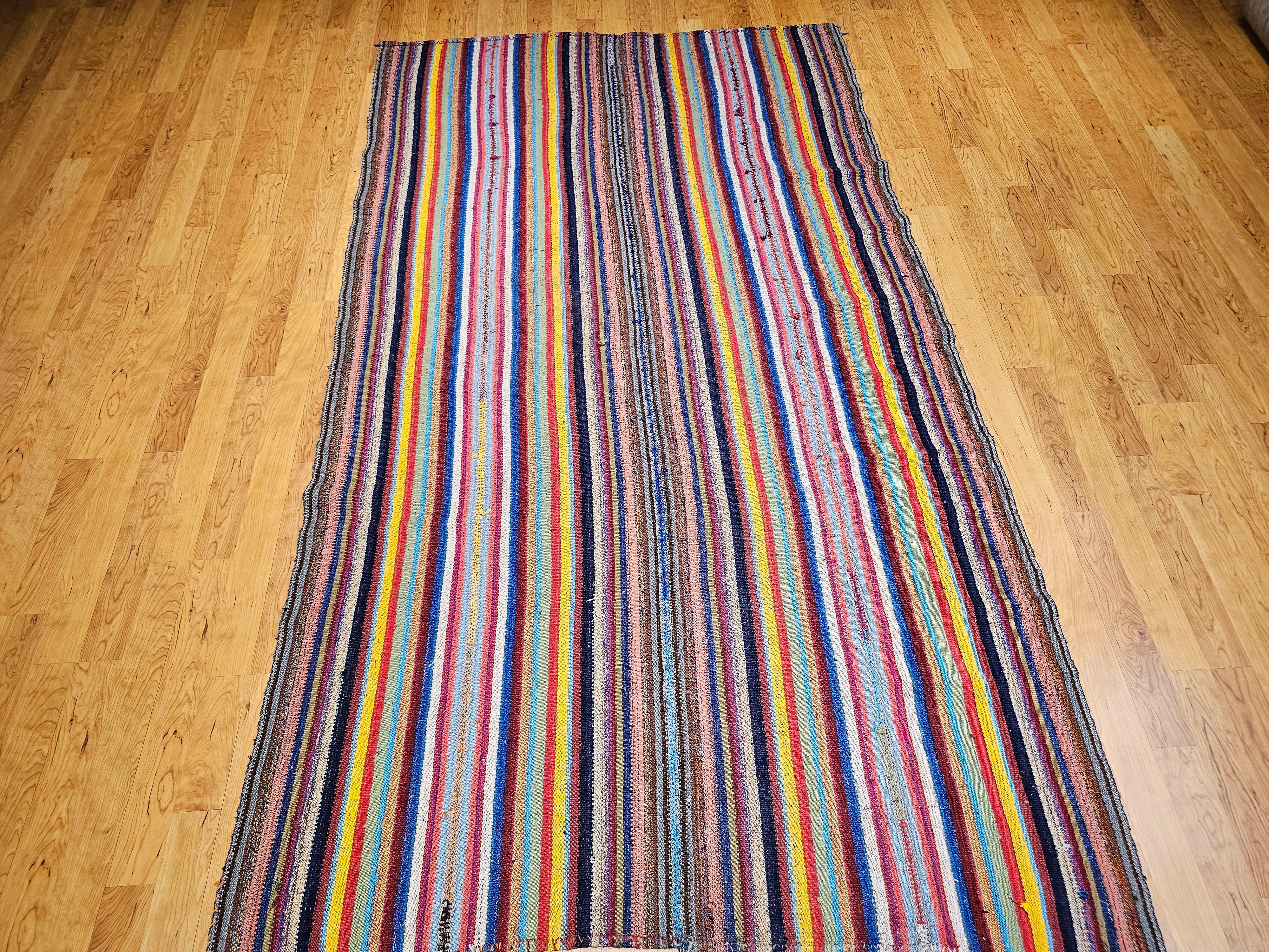 Vintage Turkish Jajim Kilim Room Size Rug For Sale 7