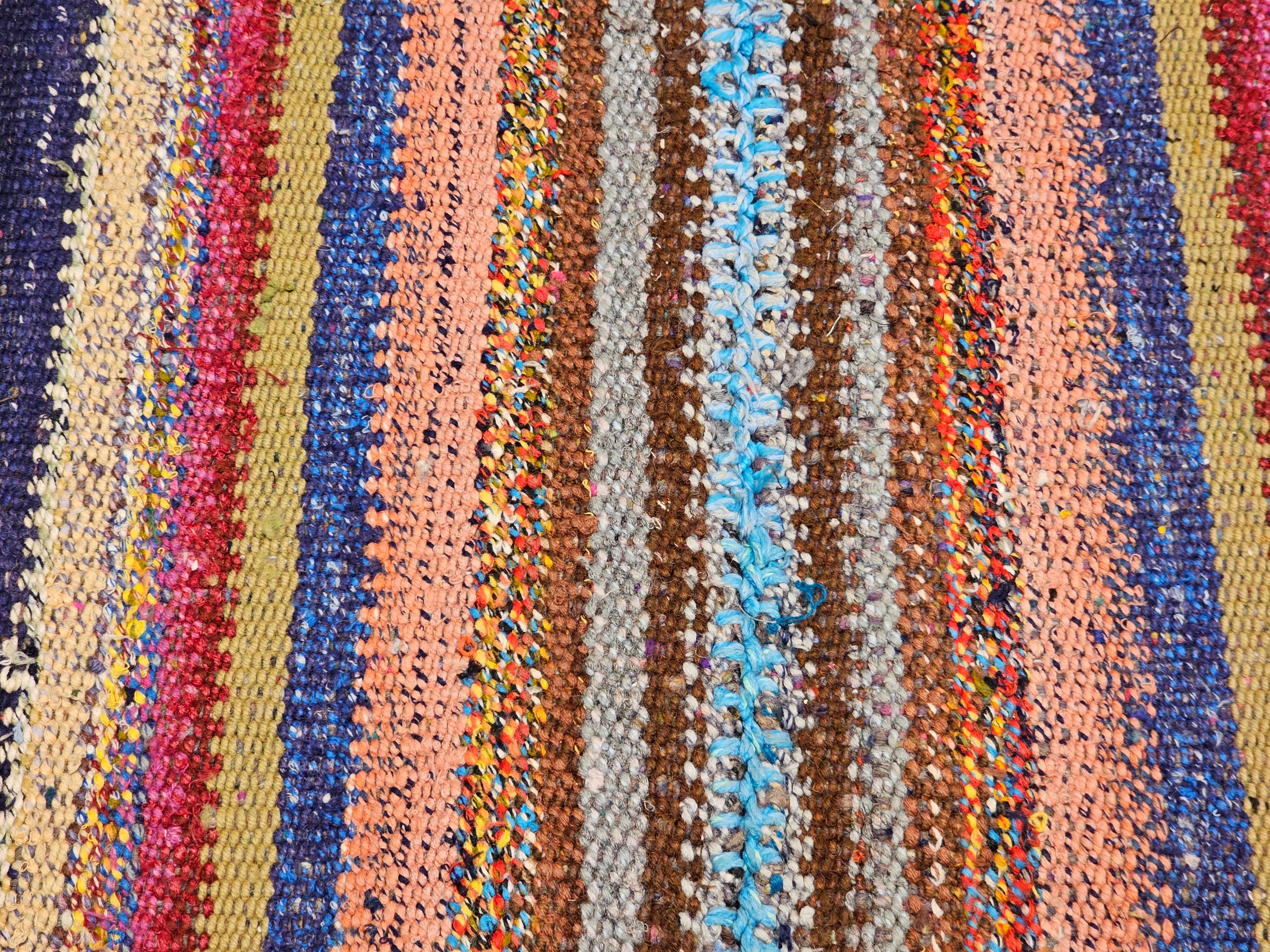 Wool Vintage Turkish Jajim Kilim Room Size Rug For Sale