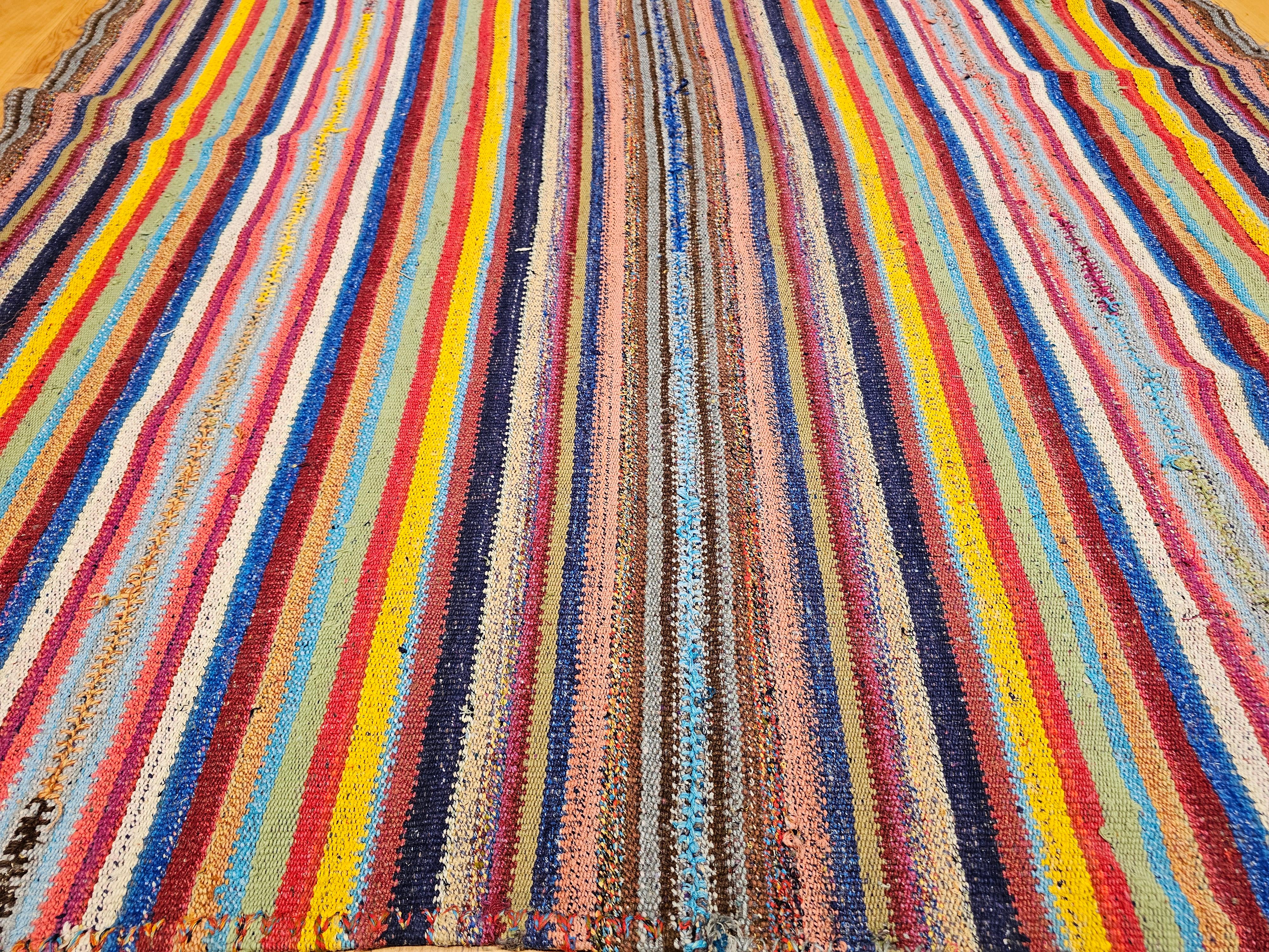 Vintage Turkish Jajim Kilim Room Size Rug For Sale 1