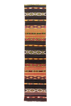 Vintage Turkish Jijim Runner with Multicolor Tribal Stripes