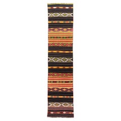 Vintage Turkish Jijim Runner with Multicolor Tribal Stripes