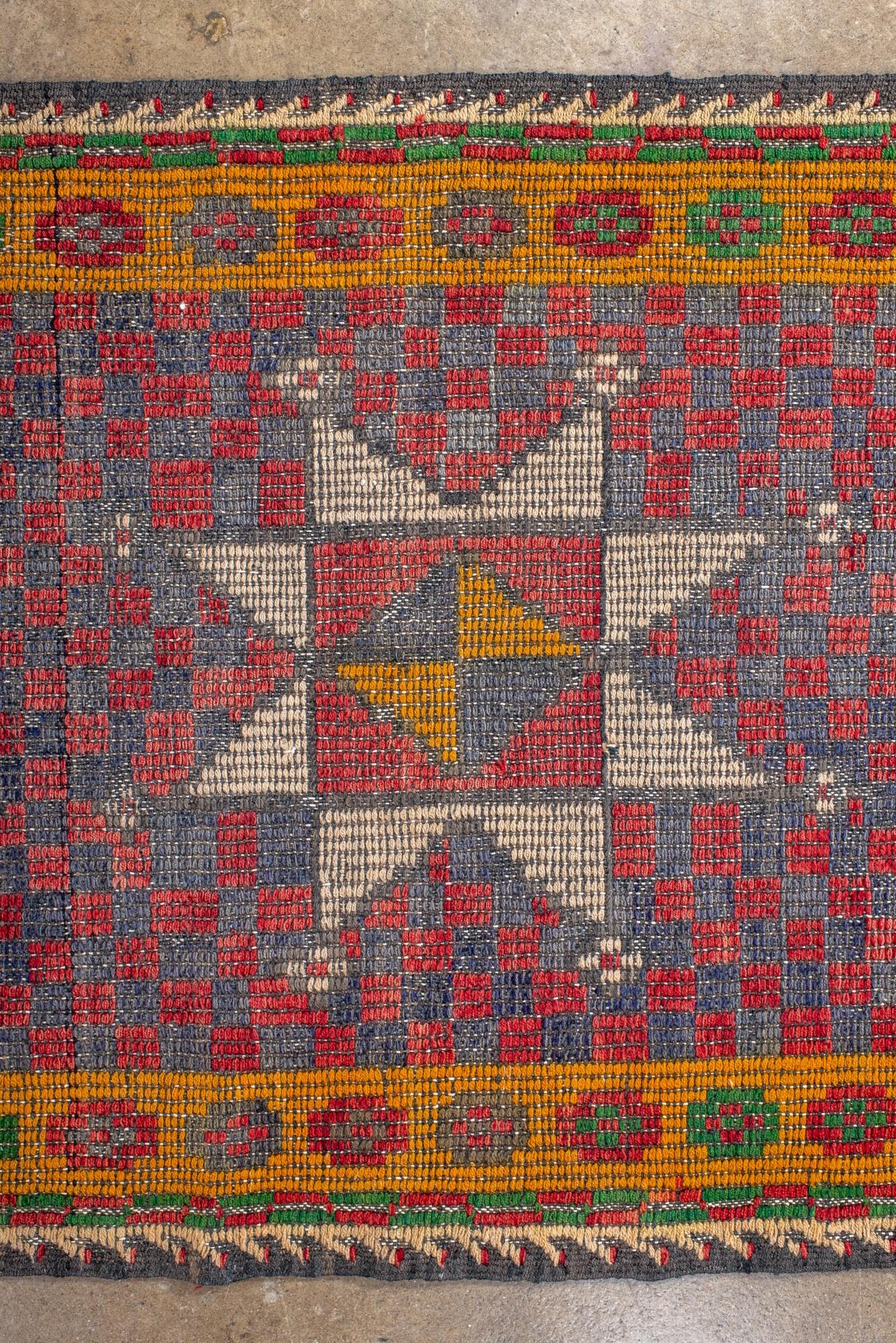 Wool Vintage Turkish Jijim Runner with Star Medallions in Blue For Sale