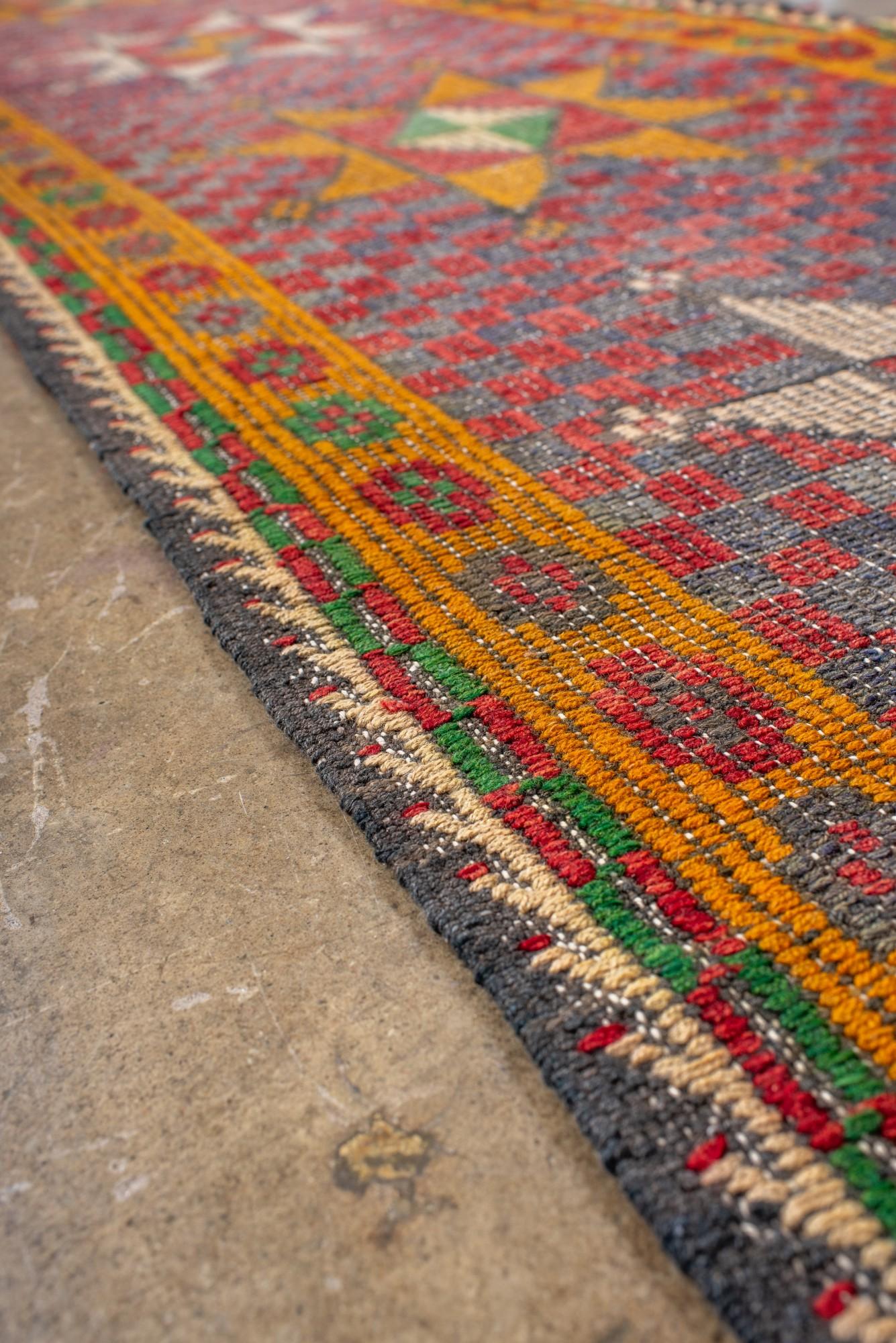 Vintage Turkish Jijim Runner with Star Medallions in Blue For Sale 1