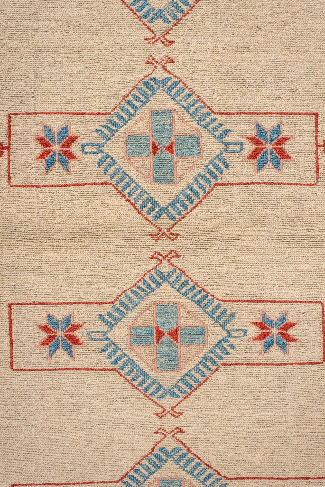 Annodato a mano Jijim turco vintage con bordo a stella e medaglioni geometrici in vendita