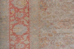 Vintage Turkish Kaisary Rug, Soft Palette, Yellow & Pink Accents, Coral Borders