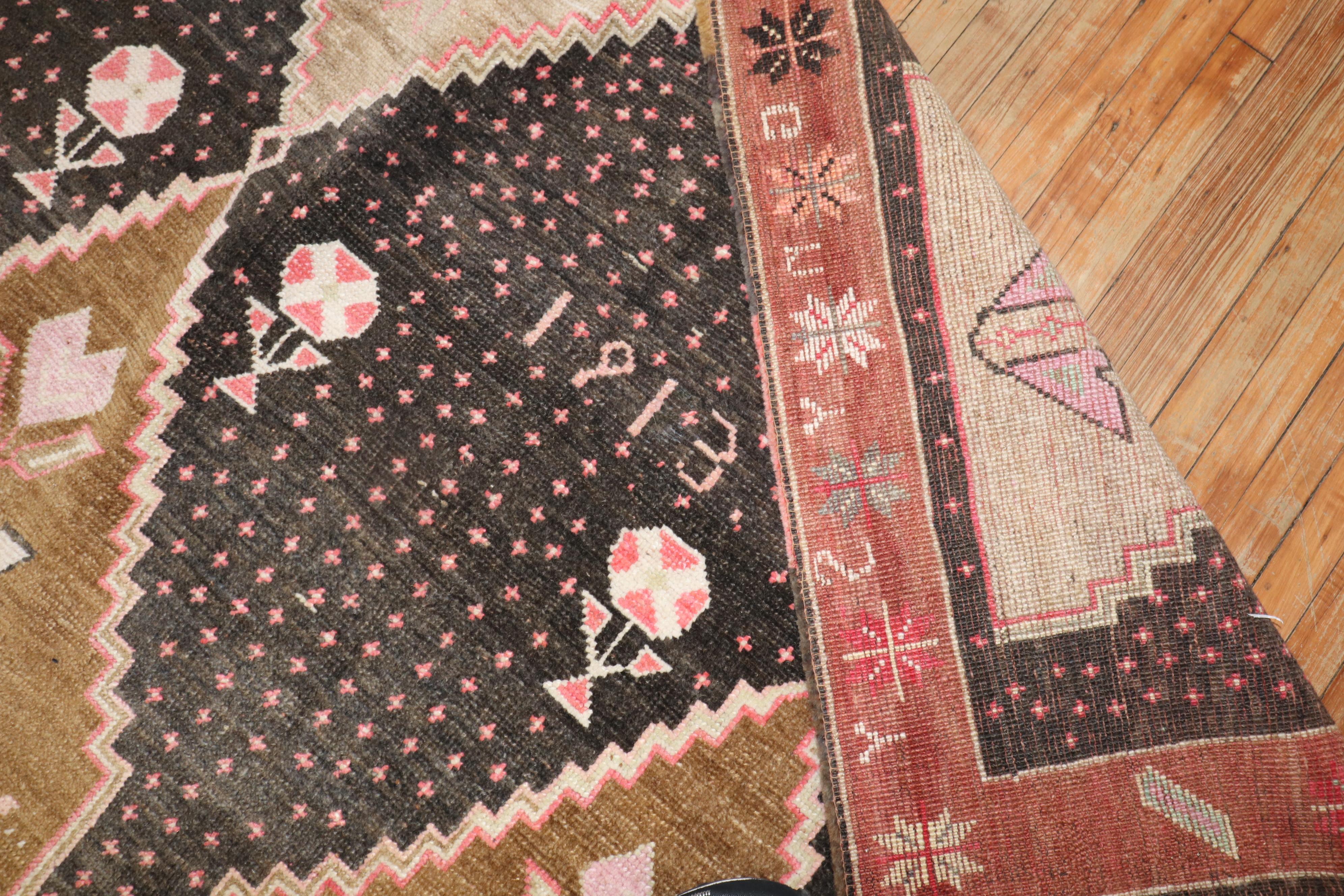 Vintage Turkish Kars Anatolian Geometric Gallery Rug, Dated 1913 In Good Condition For Sale In New York, NY