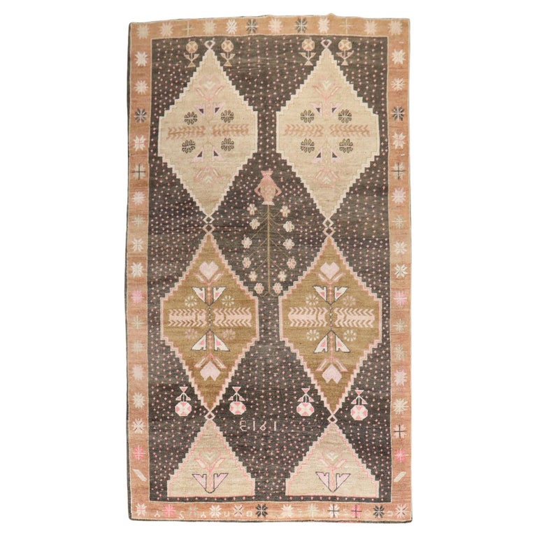 Vintage Turkish Kars Anatolian Geometric Gallery Rug, Dated 1913 For ...