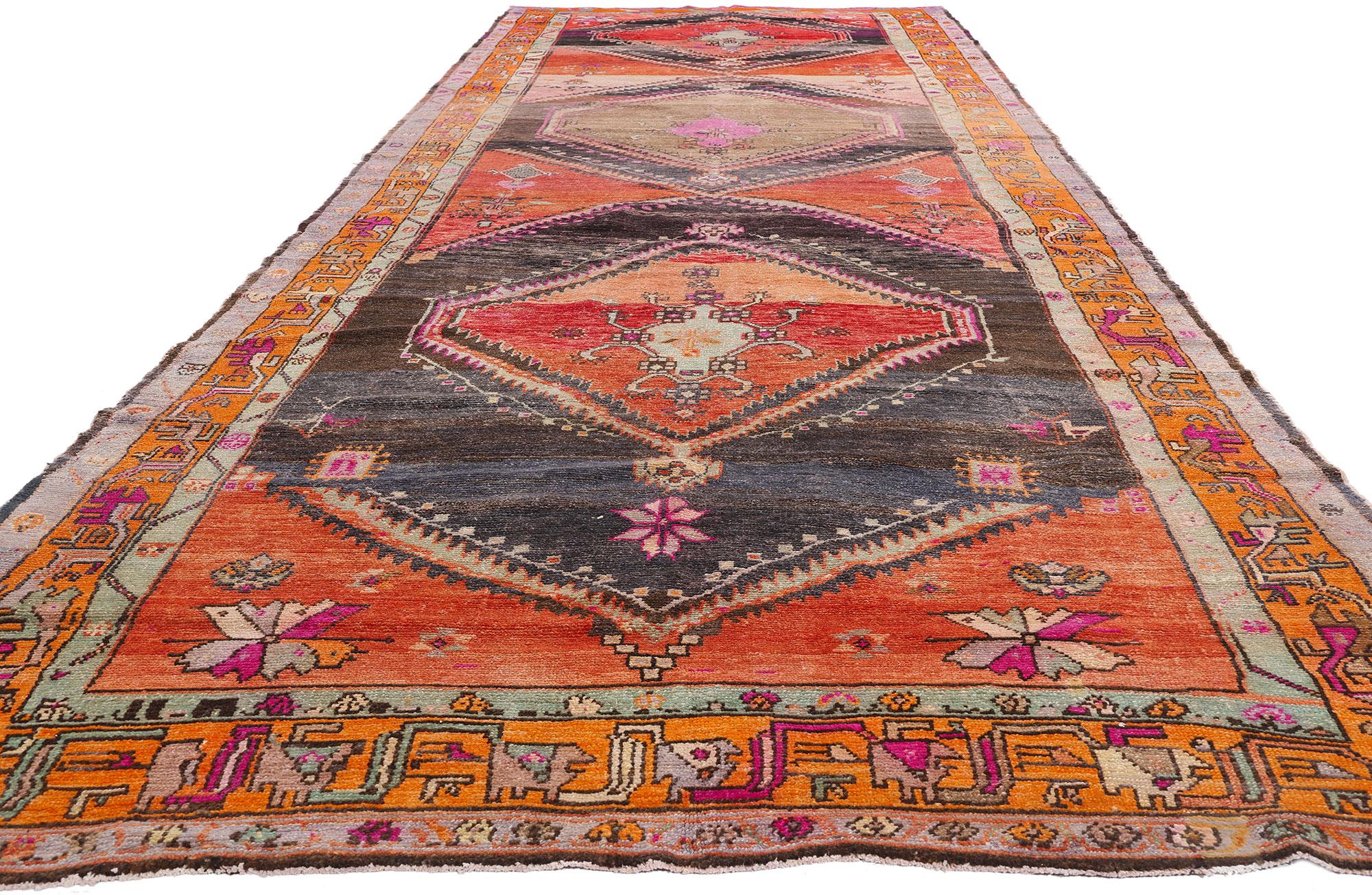 Spanish Colonial 1950's Turkish Kars Carpet with Mid-Century Modern Style For Sale