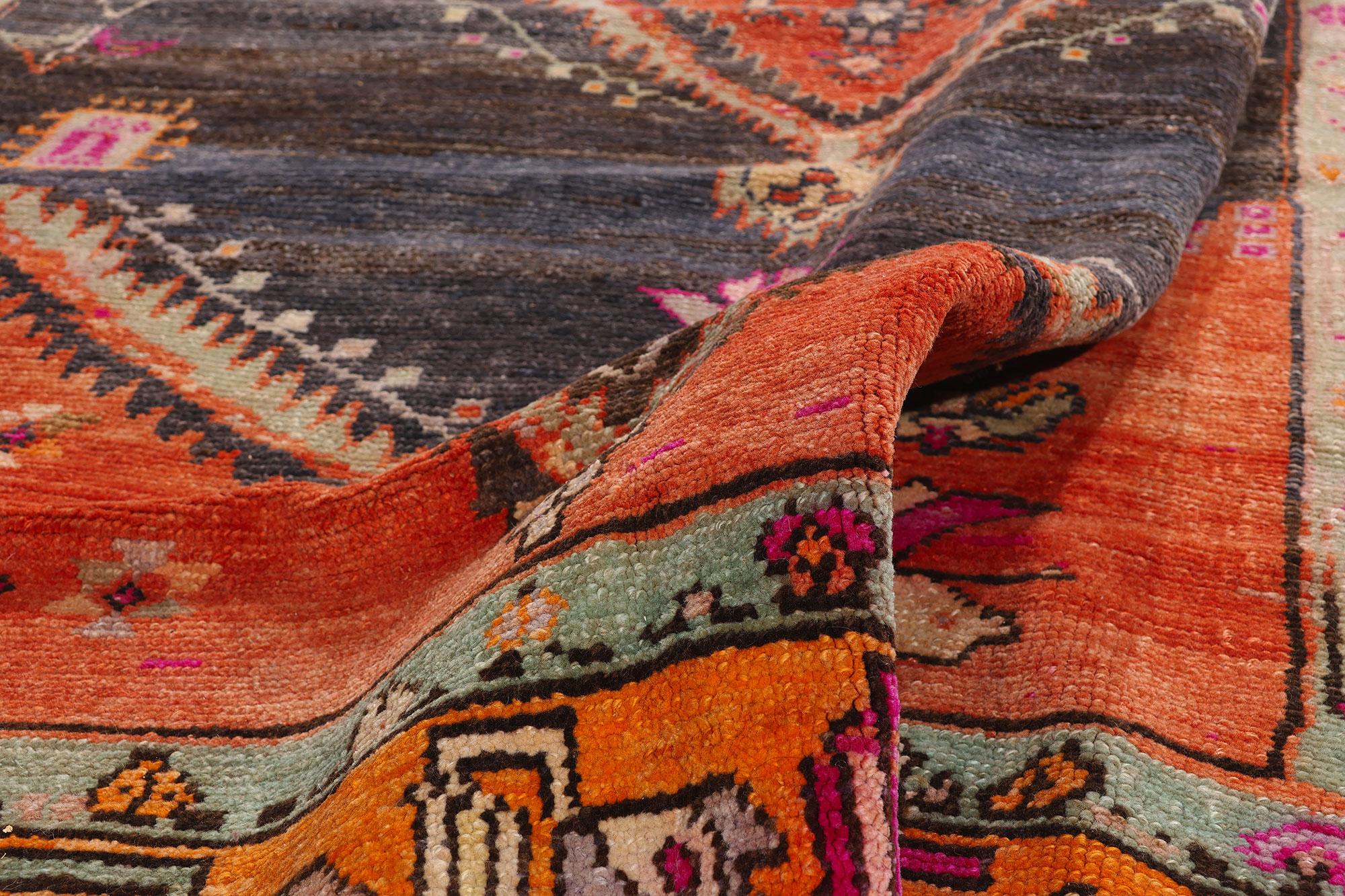1950's Turkish Kars Carpet with Mid-Century Modern Style For Sale 4