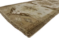 Vintage Earth-Tone Turkish Kars Gallery Rug with Mid-Century Modern Style