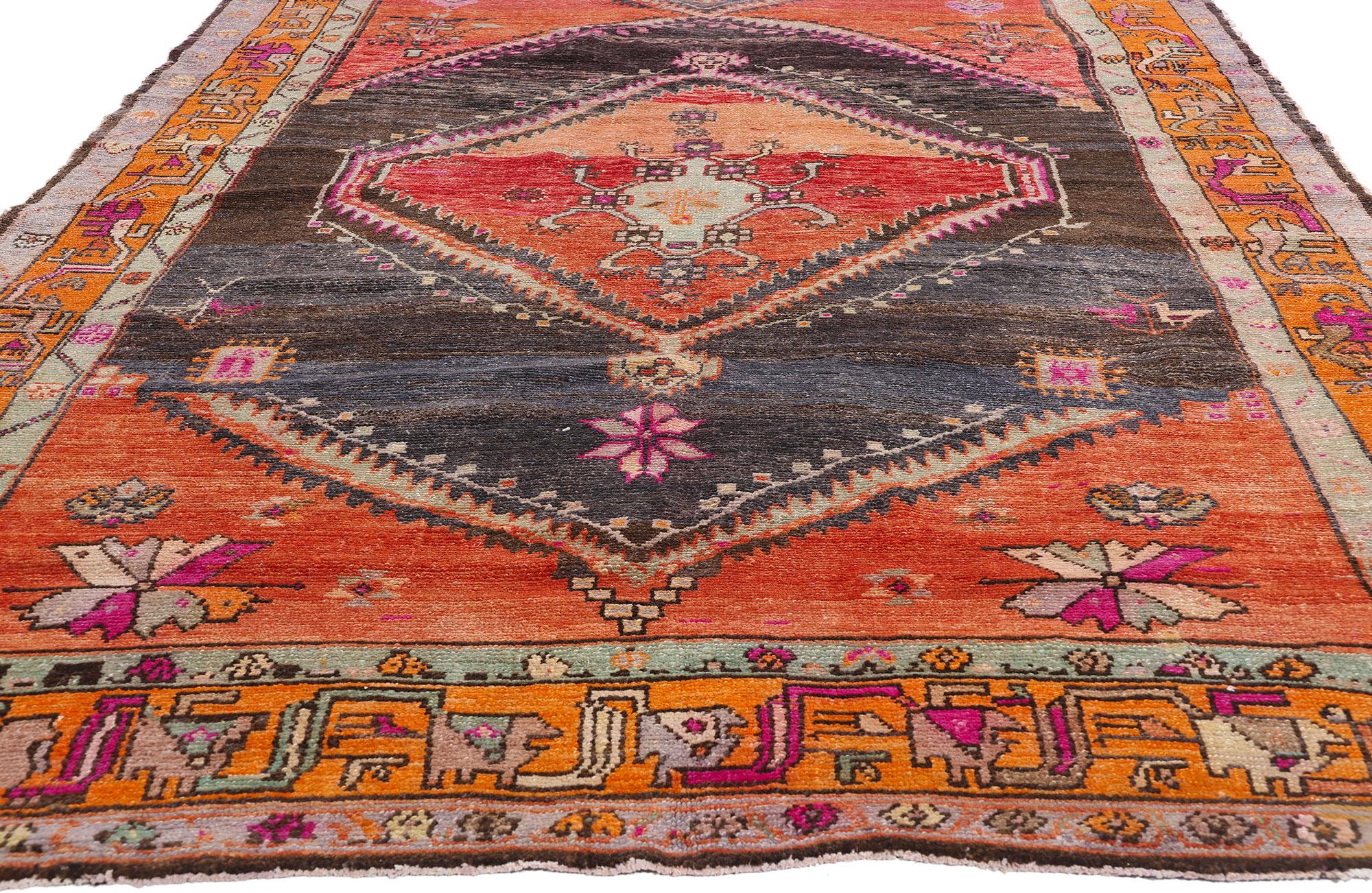 Hand-Knotted 1950's Turkish Kars Carpet with Mid-Century Modern Style For Sale