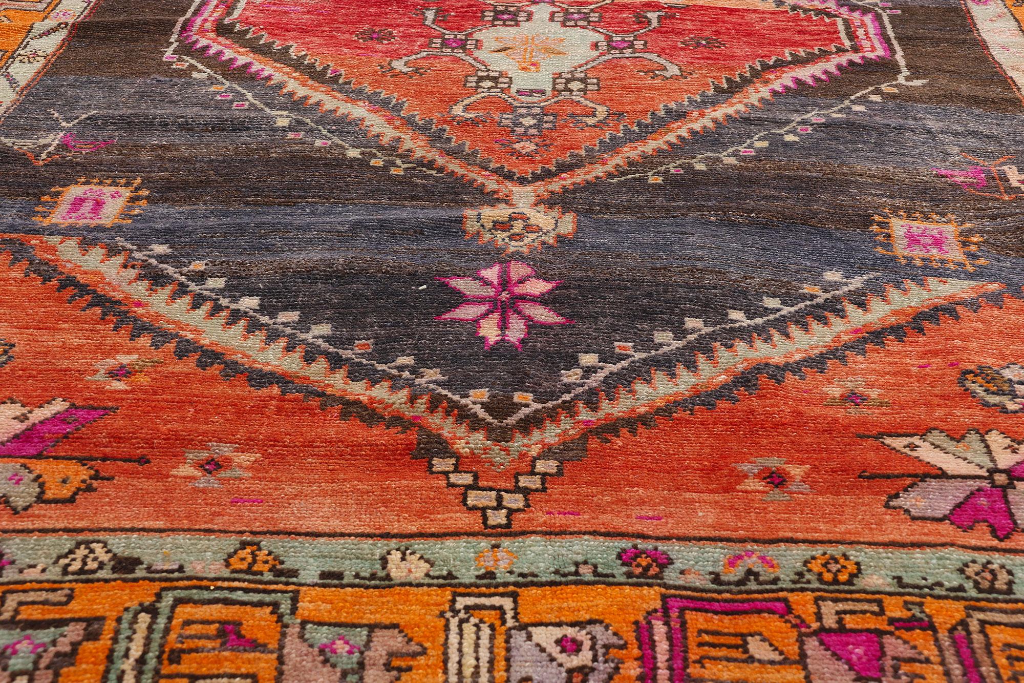1950's Turkish Kars Carpet with Mid-Century Modern Style In Good Condition For Sale In Dallas, TX