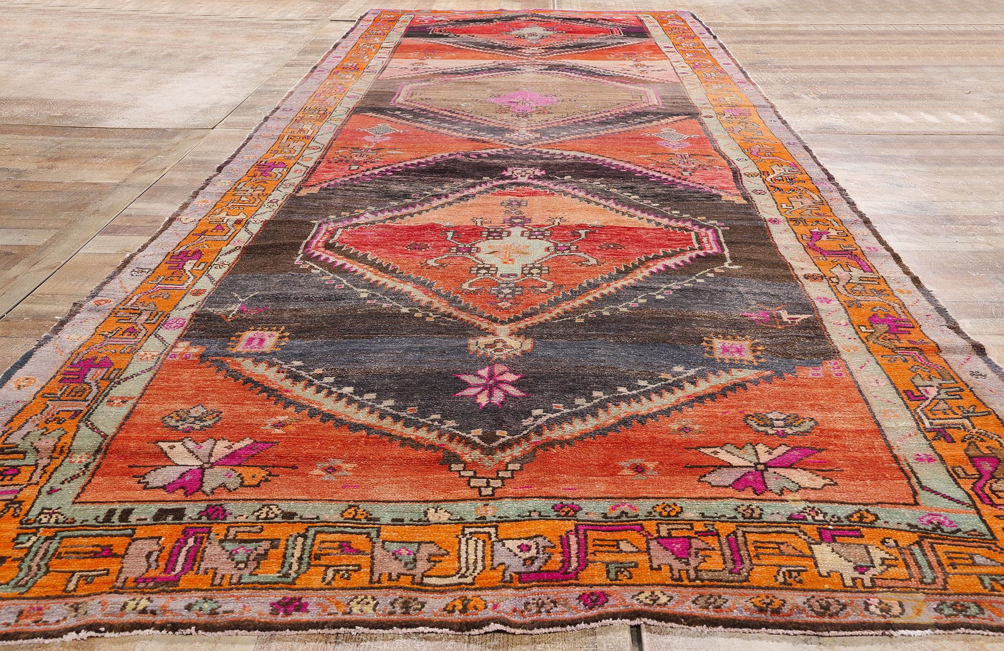 Wool 1950's Turkish Kars Carpet with Mid-Century Modern Style For Sale