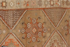Vintage Turkish Kars Gallery Runner in Brown Color, Tan, Taupe and Orange
