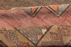 Vintage Turkish Kars Gallery Runner with Muted Orange, Taupe, and Soft Teal
