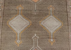 Vintage Turkish Kars Gallery Runner with Soft Taupe, Sand, and Muted Orange
