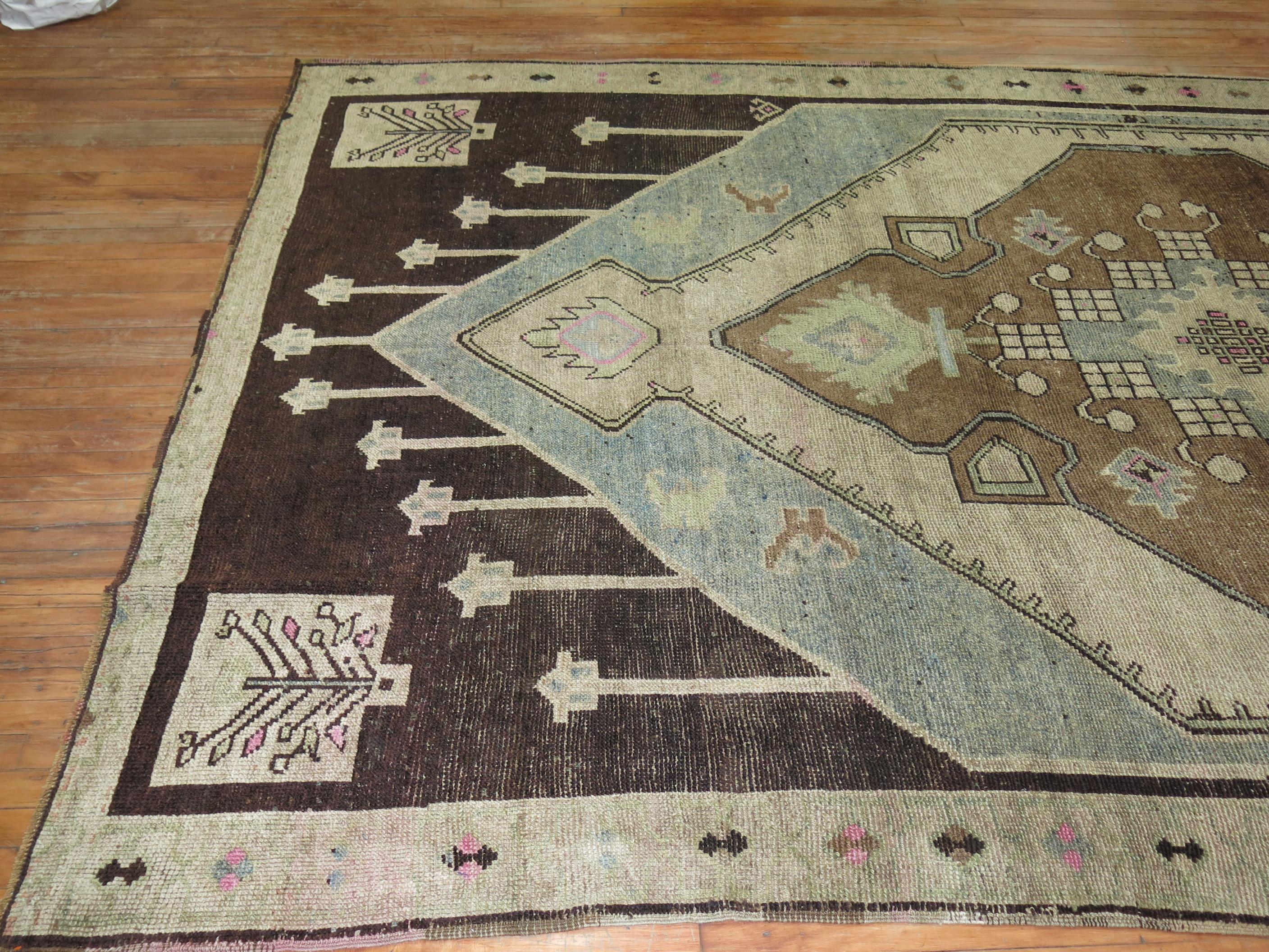 Vintage Turkish Kars Geometric Rug, Dated 1989 1