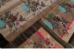 Vintage Turkish Kars Handmade Floral Pattern Peach Wool Rug