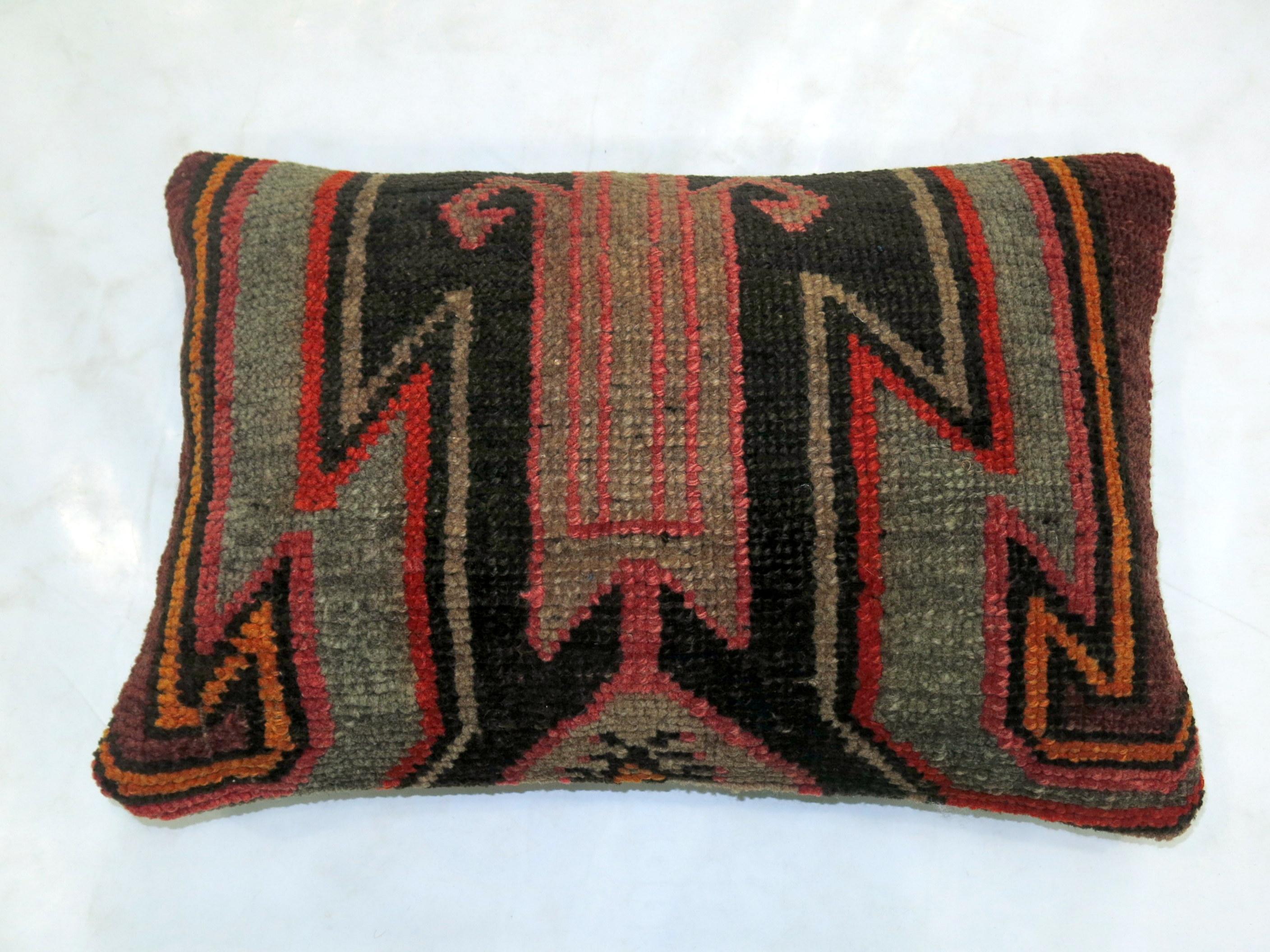 Persian Vintage Turkish Kars Lumbar Rug Pillow For Sale